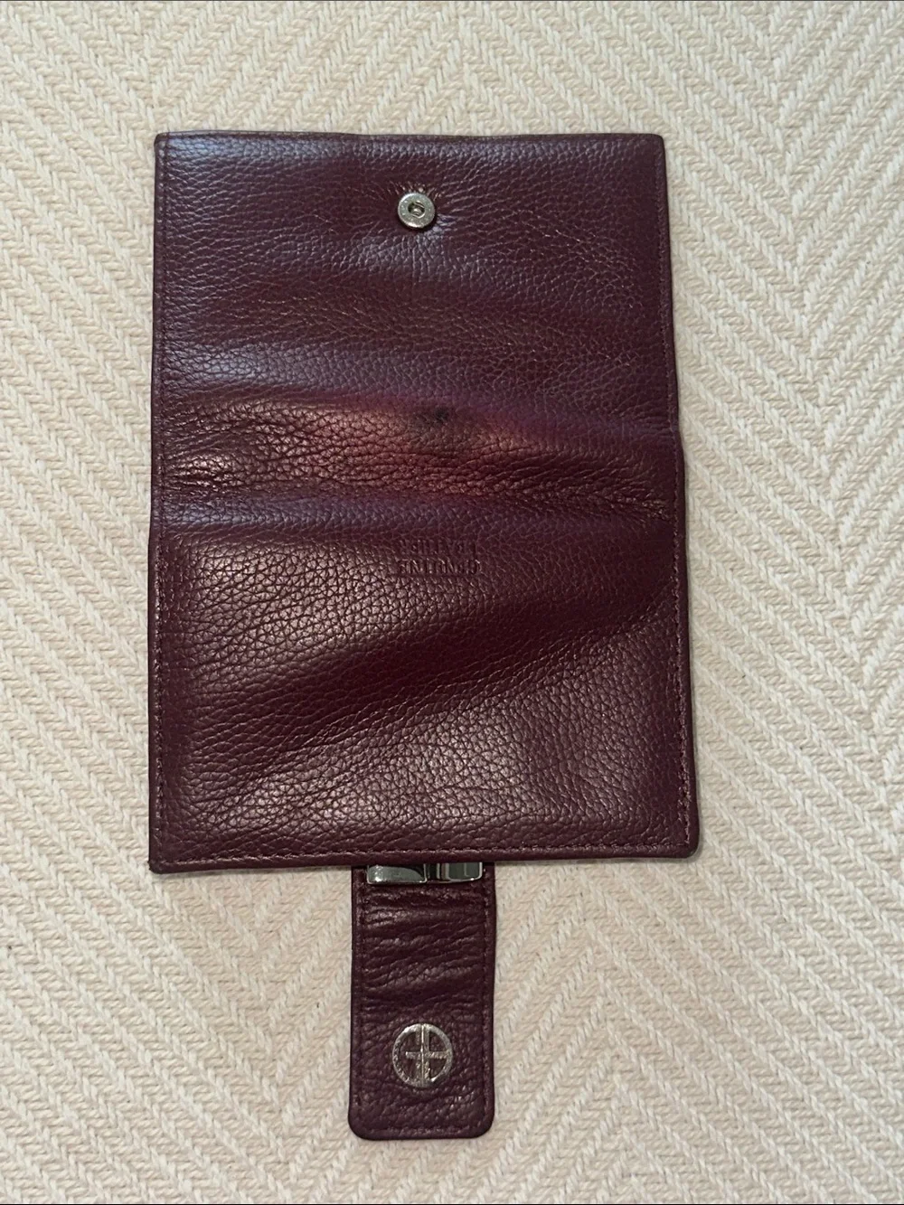 Giani Bernini Leather fold over Wallet in Deep Burgundy with silver tone accents